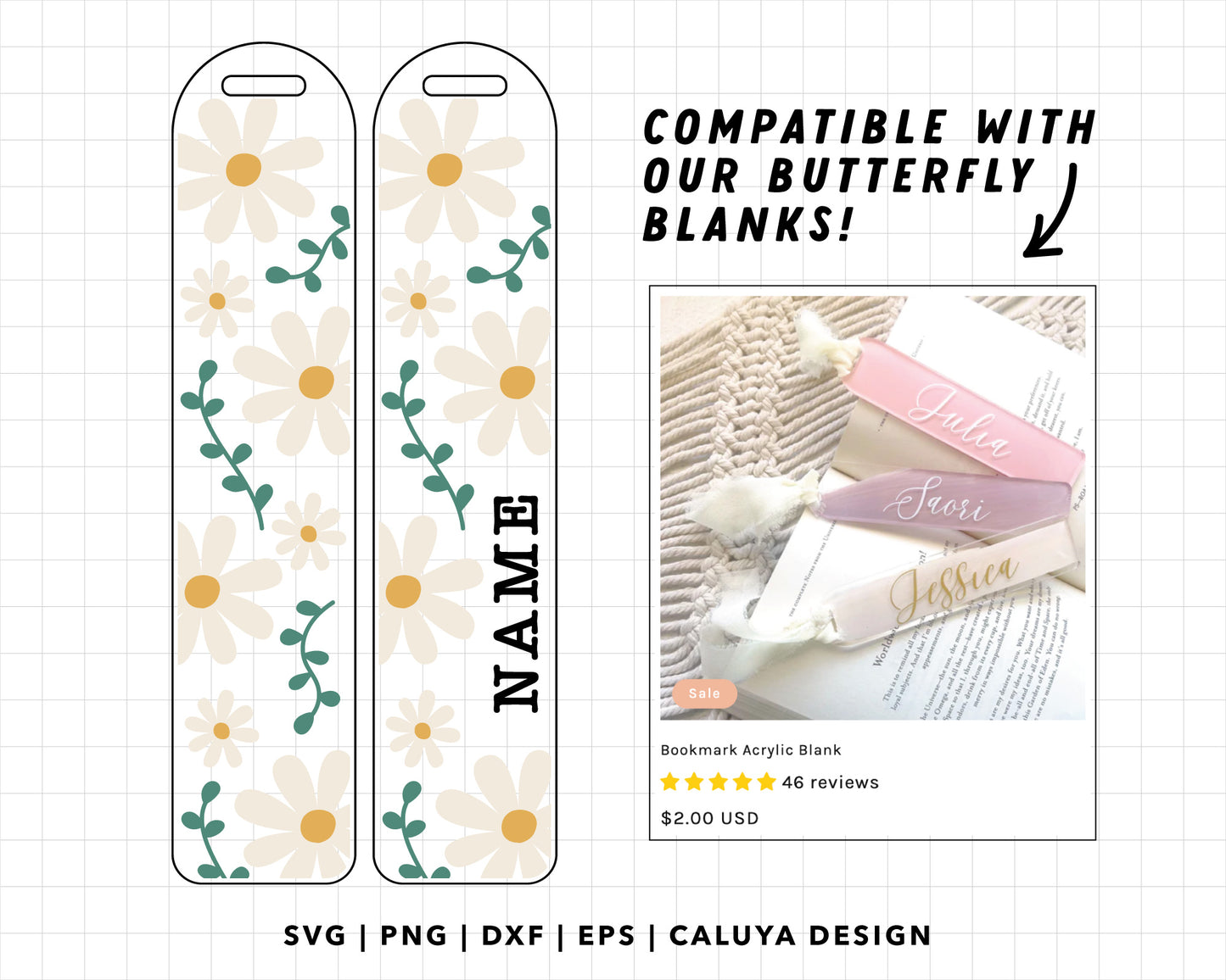 Bookmark Template SVG | Daisy Flower SVG