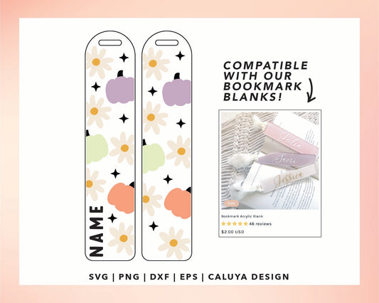 Bookmark Template SVG | Daisy Pumpkin SVG