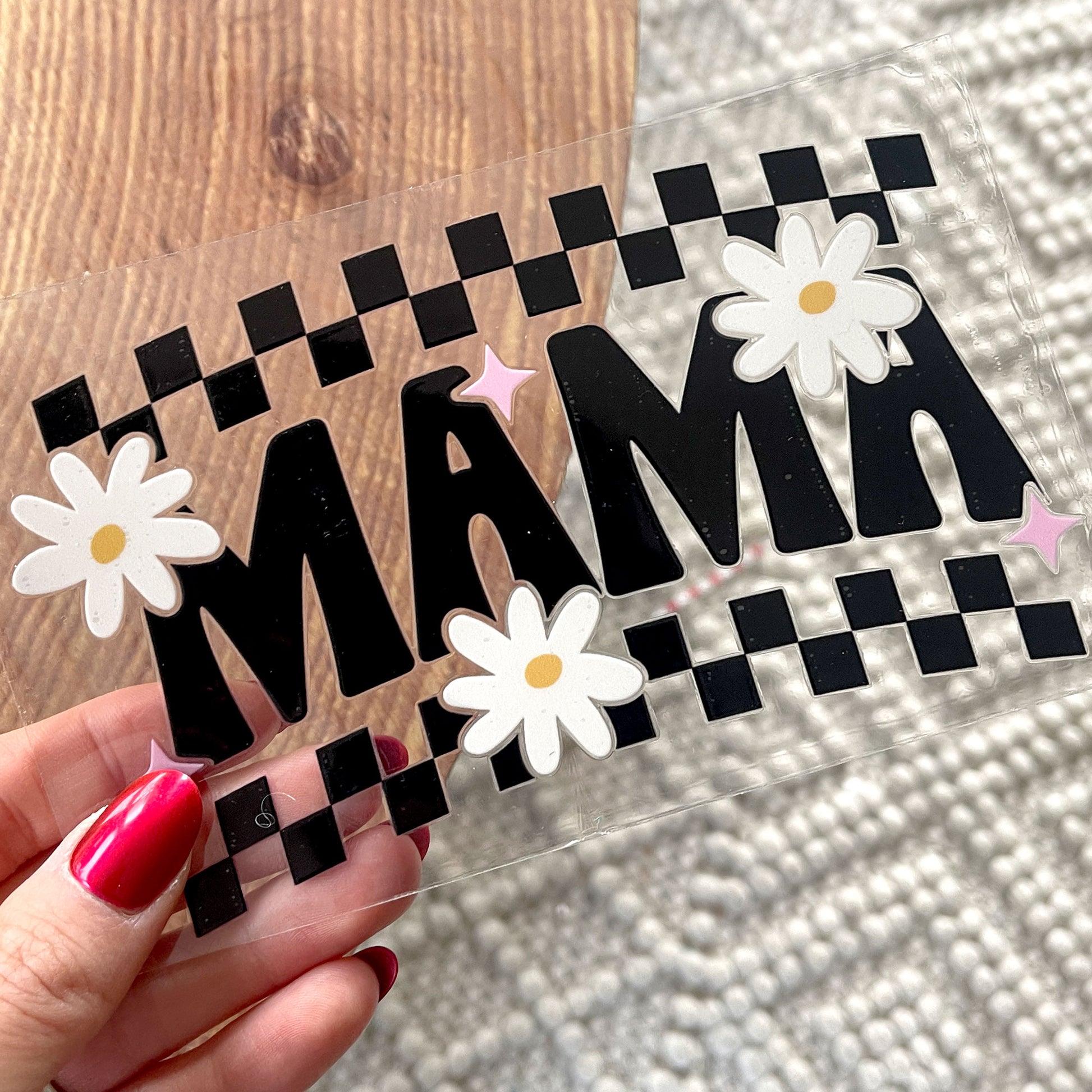 UV DTF Transfer | Retro Checkered Mama