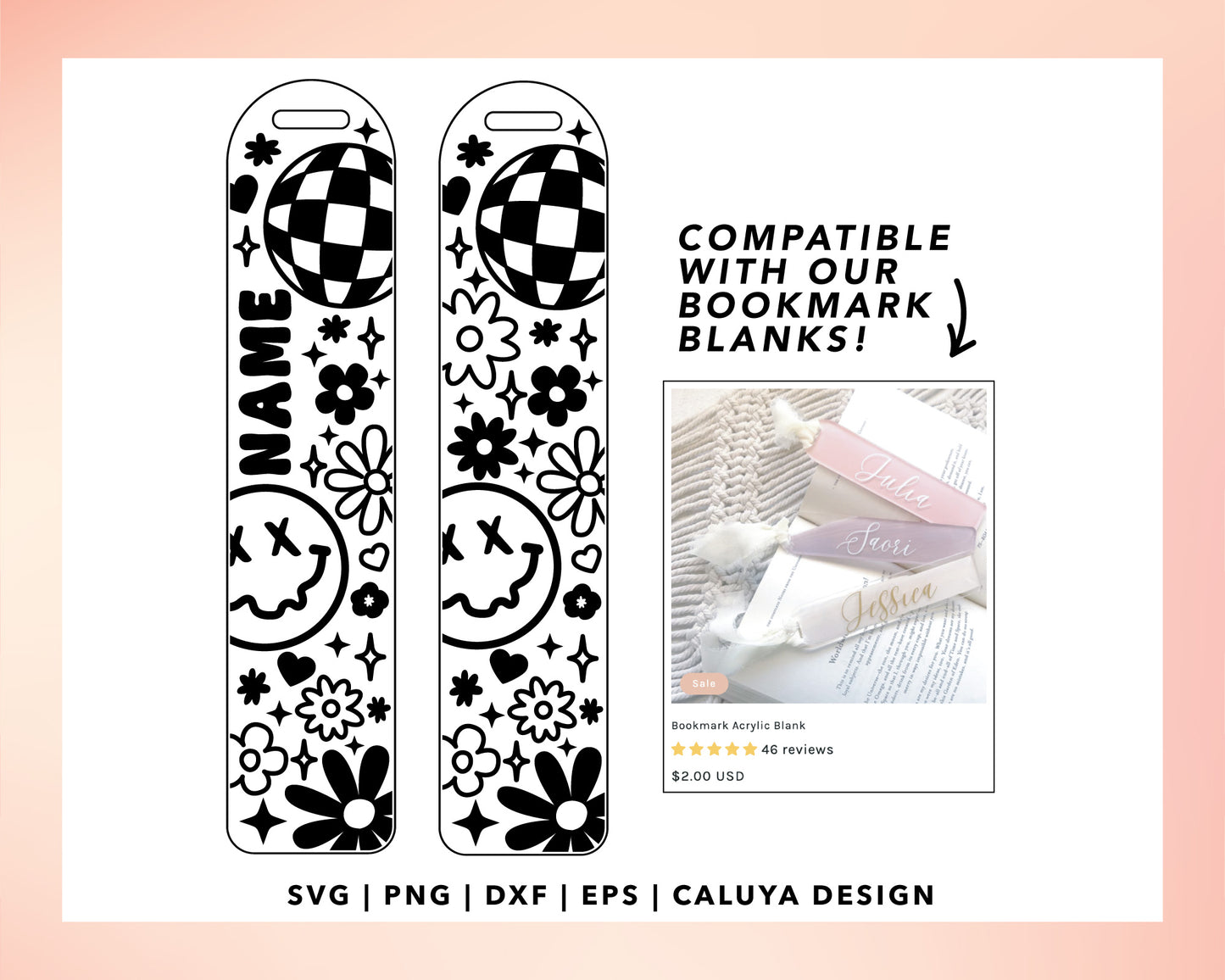 Bookmark Template SVG | Retro Disco Ball SVG