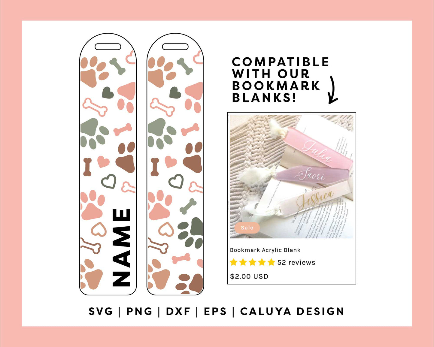Bookmark Template SVG | Dog Paw SVG
