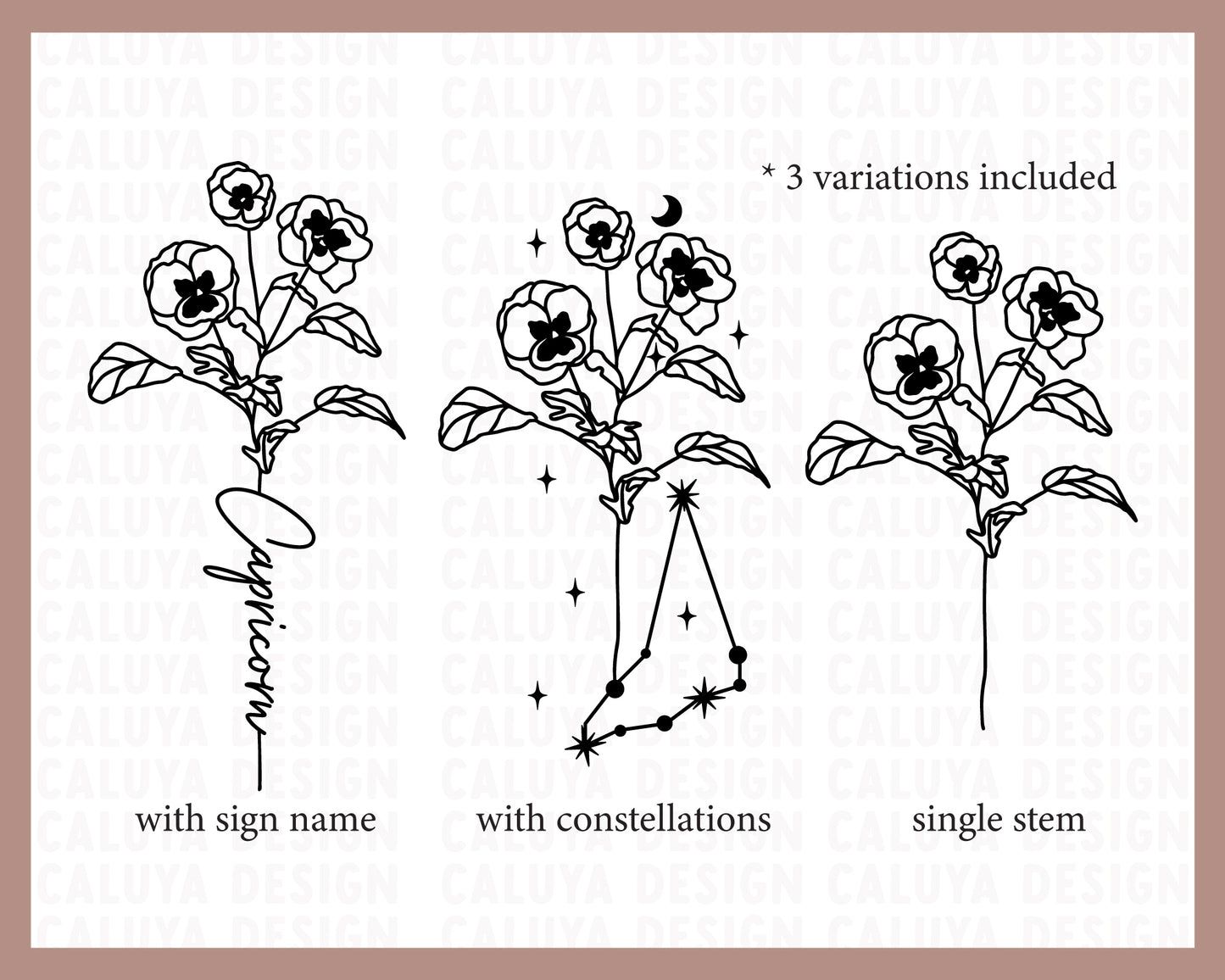 Zodiac Flower SVG Bundle | Birth Month Flower SVG Bundle