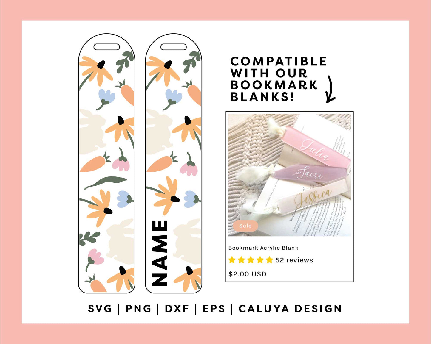 Bookmark Template SVG | Easter Garden SVG
