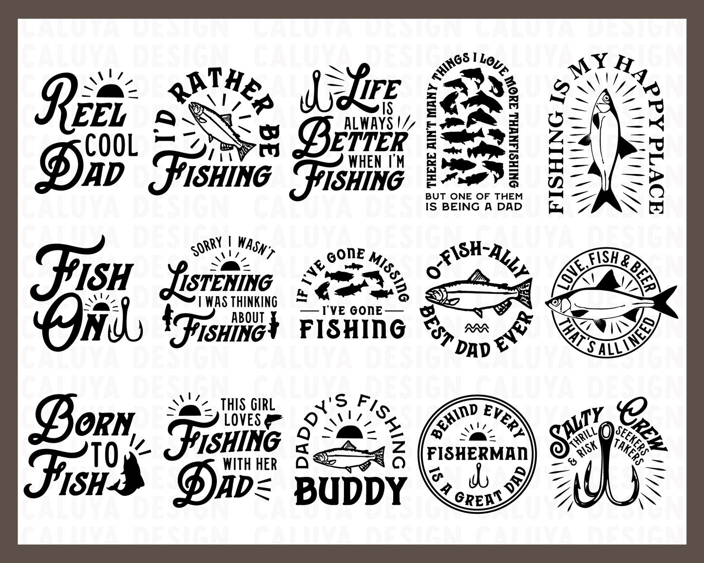 25 Pack Fishing Dad Shirt SVG Bundle | Matching with Kids SVG