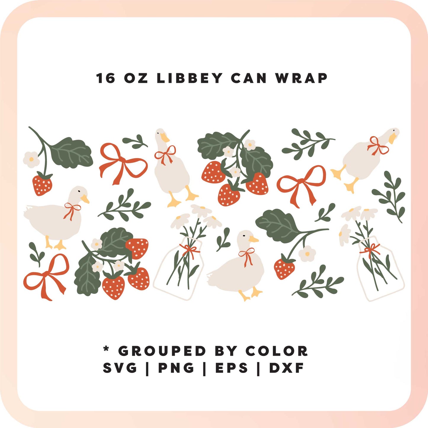 16oz Libbey Can Cup Wrap SVG | Cottage Core Duck SVG