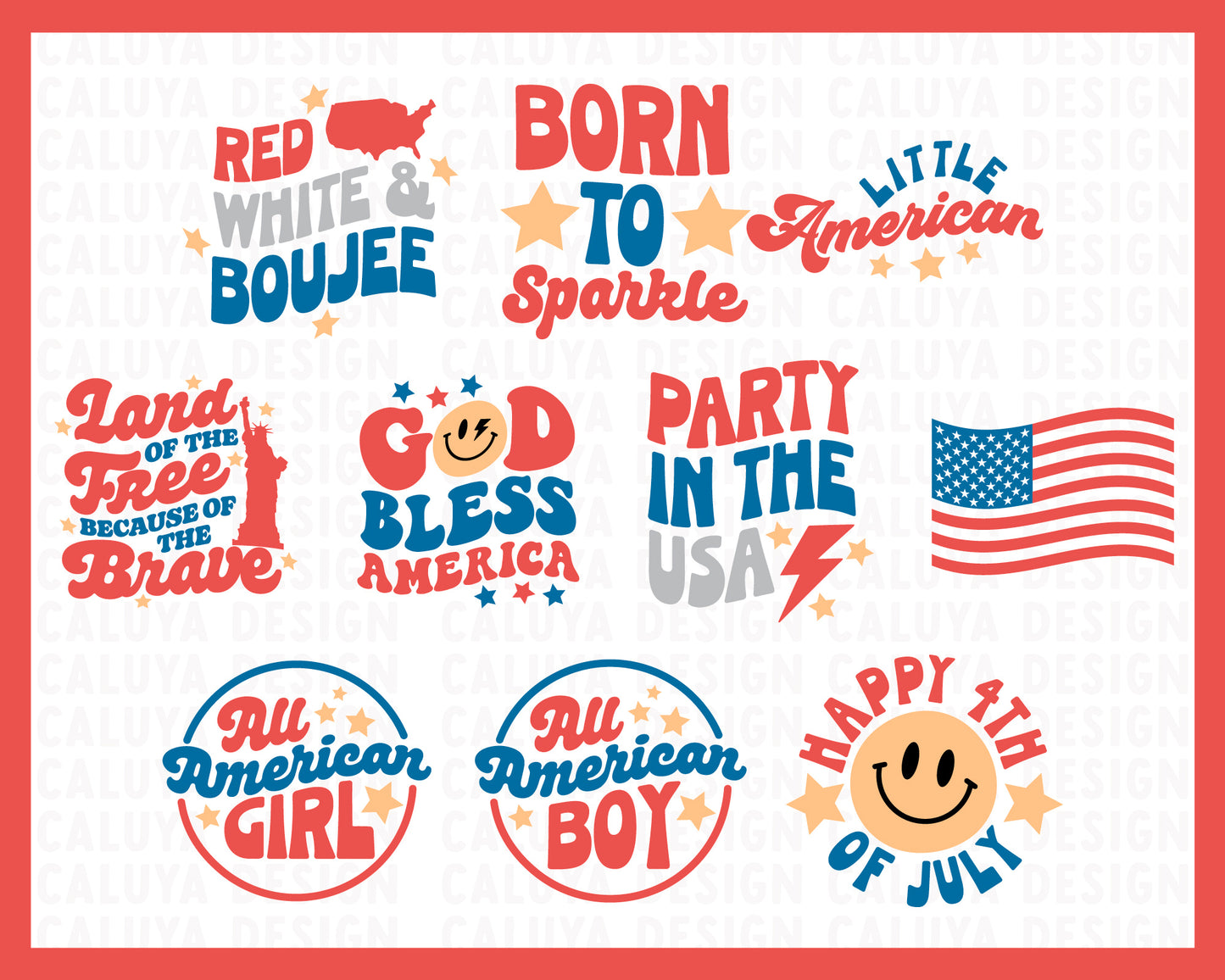 Happy American SVG Bundle | Retro USA SVG 20 Pack Bundle