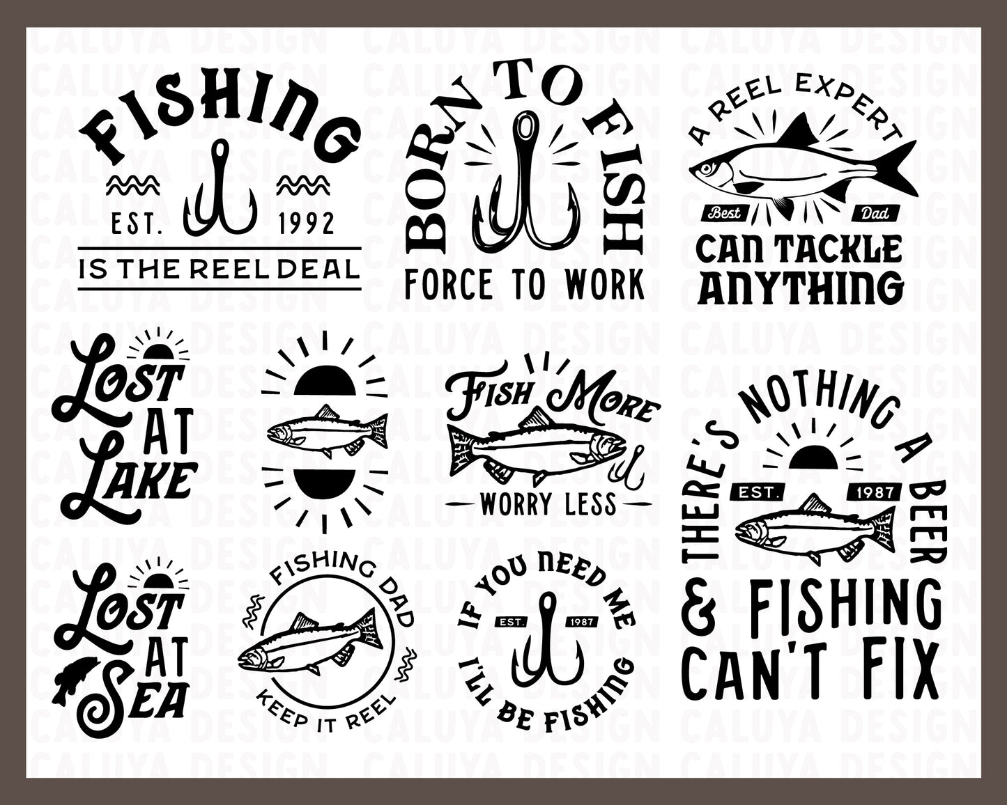 25 Pack Fishing Dad Shirt SVG Bundle | Matching with Kids SVG