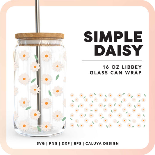 16oz Libbey Can Cup Wrap SVG | Simple Daisy SVG