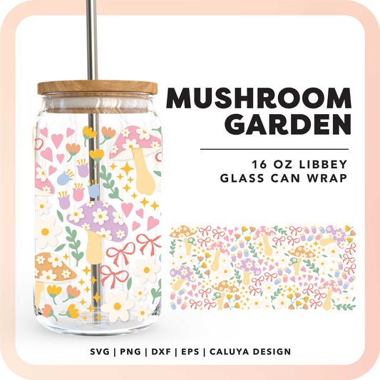 16oz Libbey Can Cup Wrap SVG | Mushroom Garden SVG