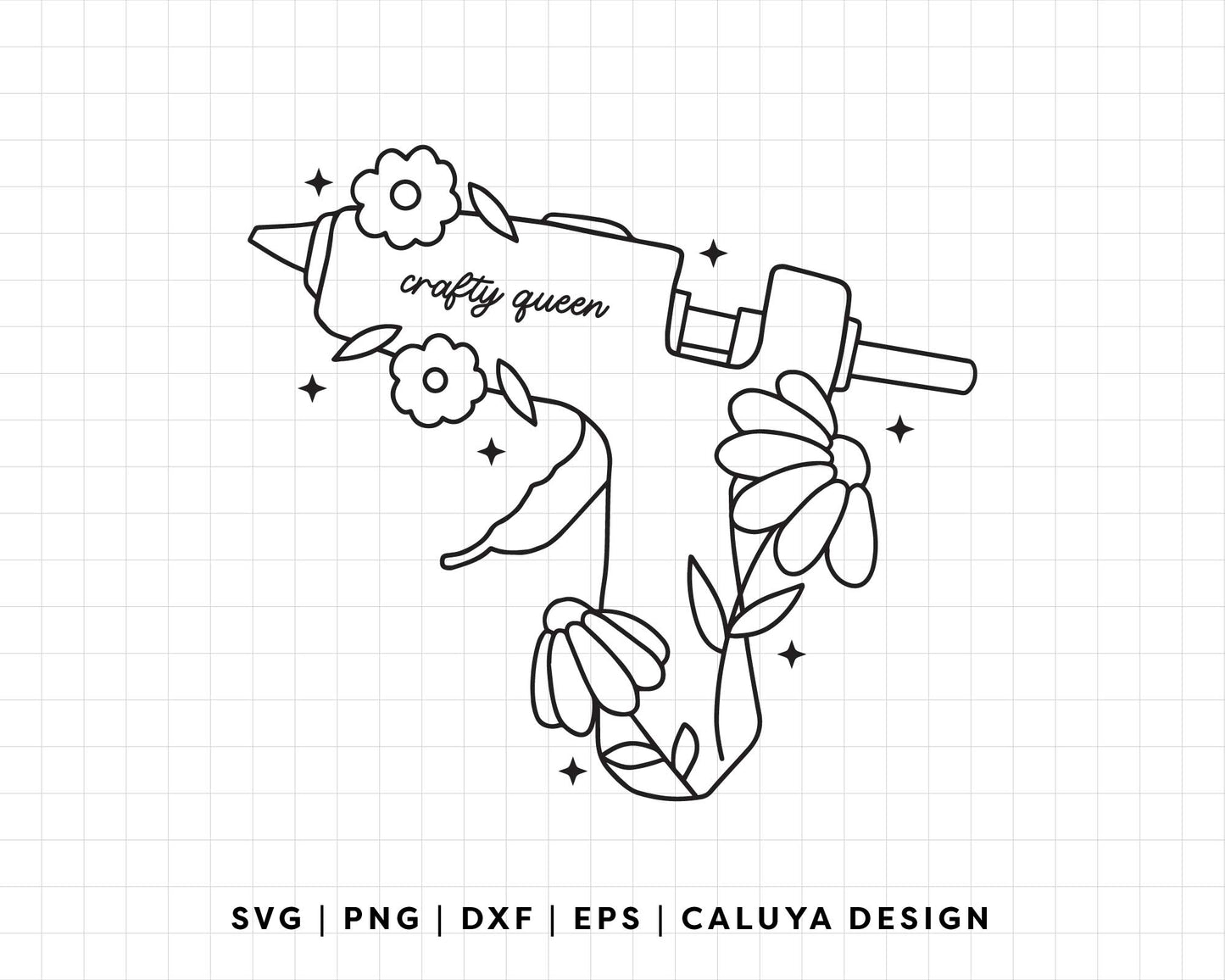 FREE Crafty Queen SVG | Glue Gun Outline SVG