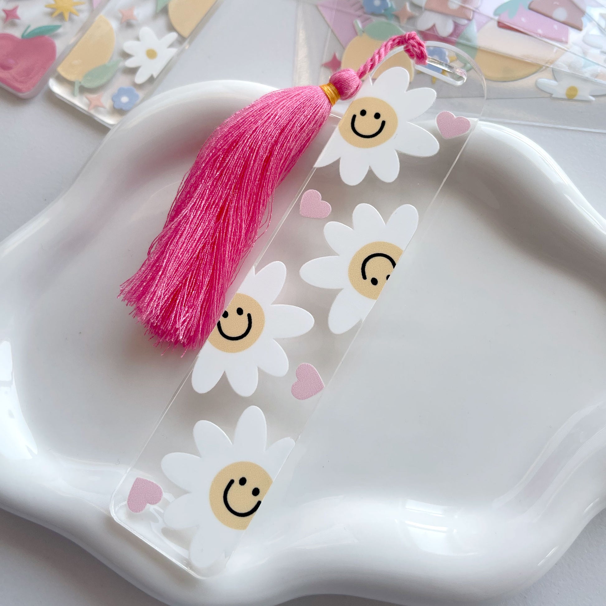 Bookmark UV DTF Decal | Floral Smiley Face | Easy DIY Bookmark