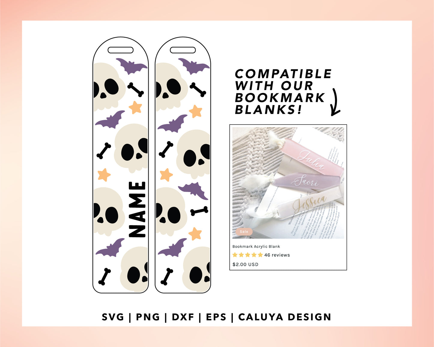 Bookmark SVG | Halloween Skull SVG