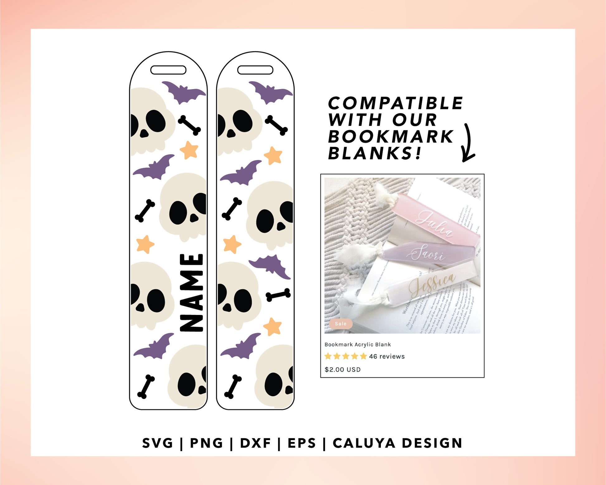 Bookmark SVG | Halloween Skull SVG