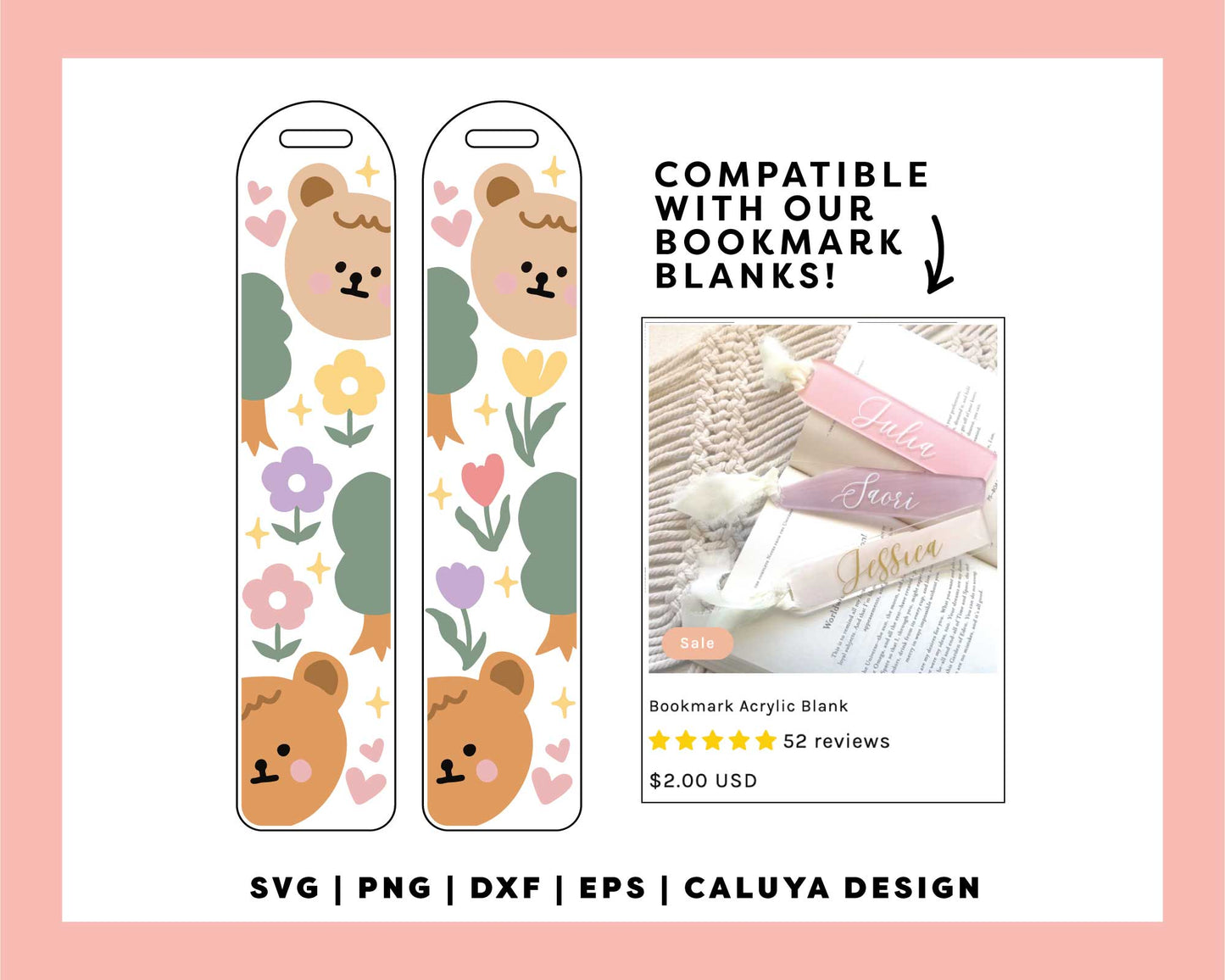 Bookmark Template SVG | Cute Bear Bookmark SVG