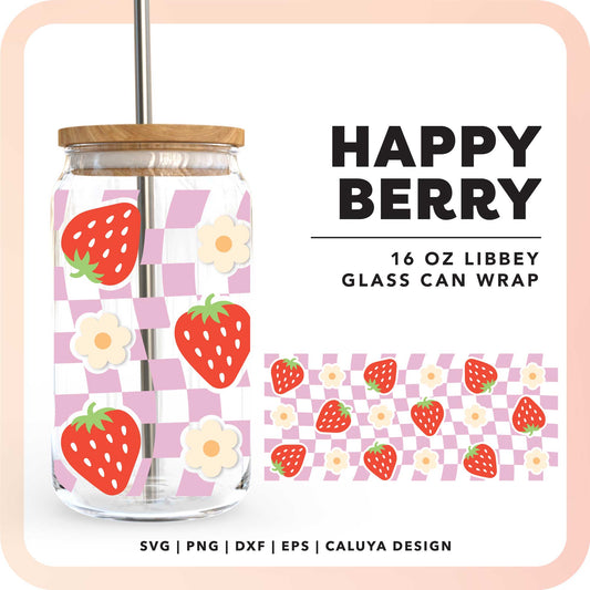 16oz Libbey Can Cup Wrap SVG | Happy Strawberry