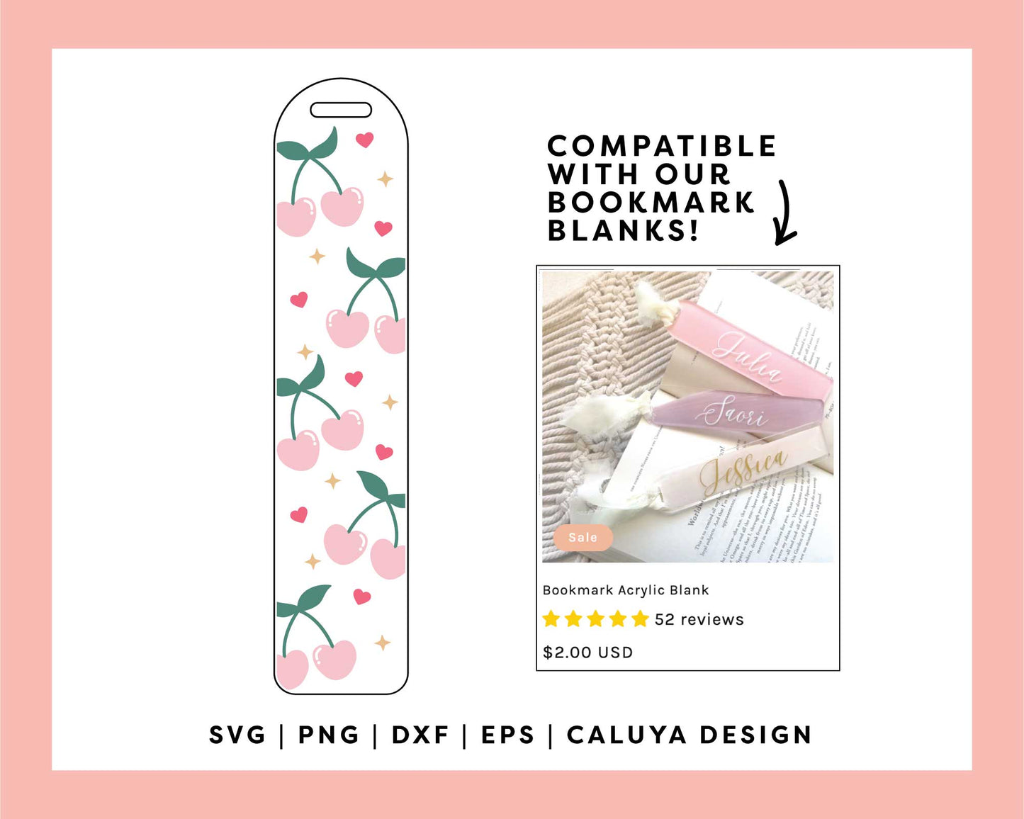 Bookmark Template SVG | Heart Cherry SVG
