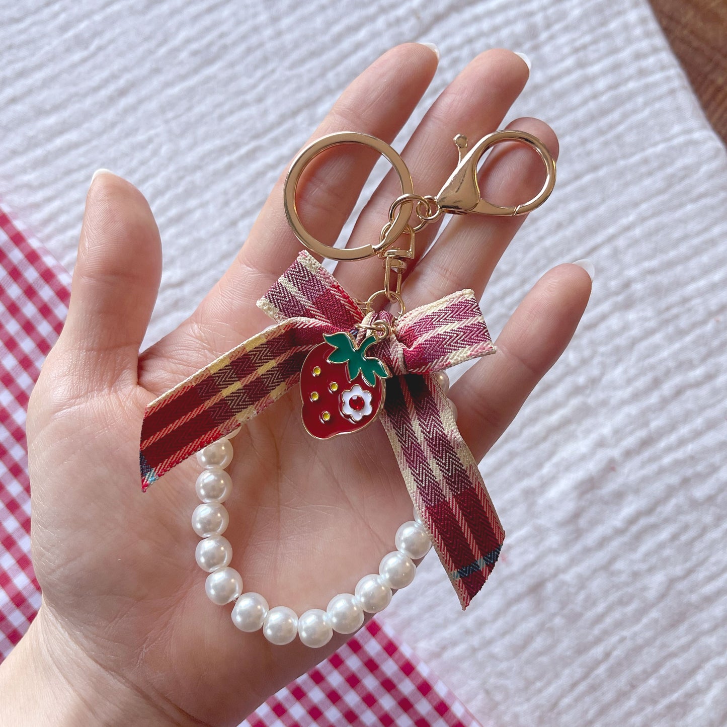 Bow & Strawberry Wristlet