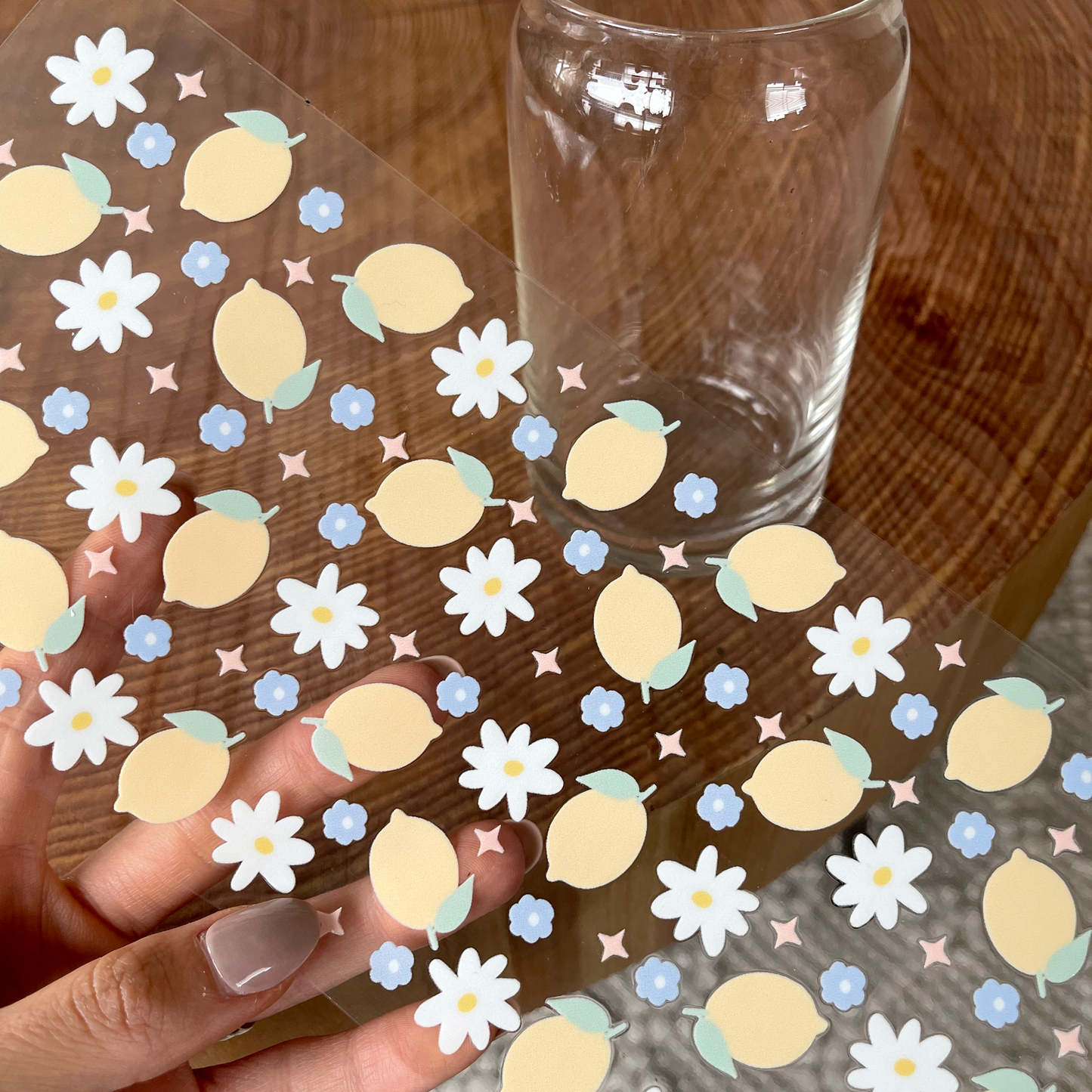 16oz Cup UV DTF Decal | FLoral Lemon