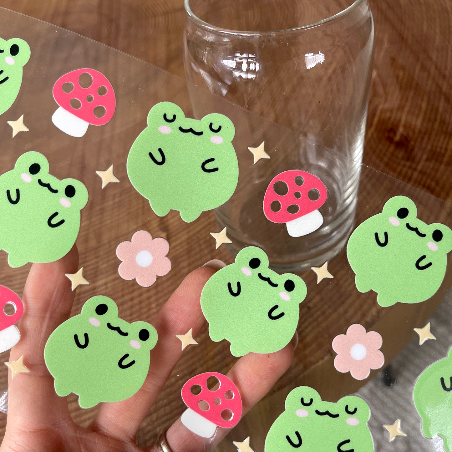 16oz Cup UV DTF Decal | Kawaii Froggy