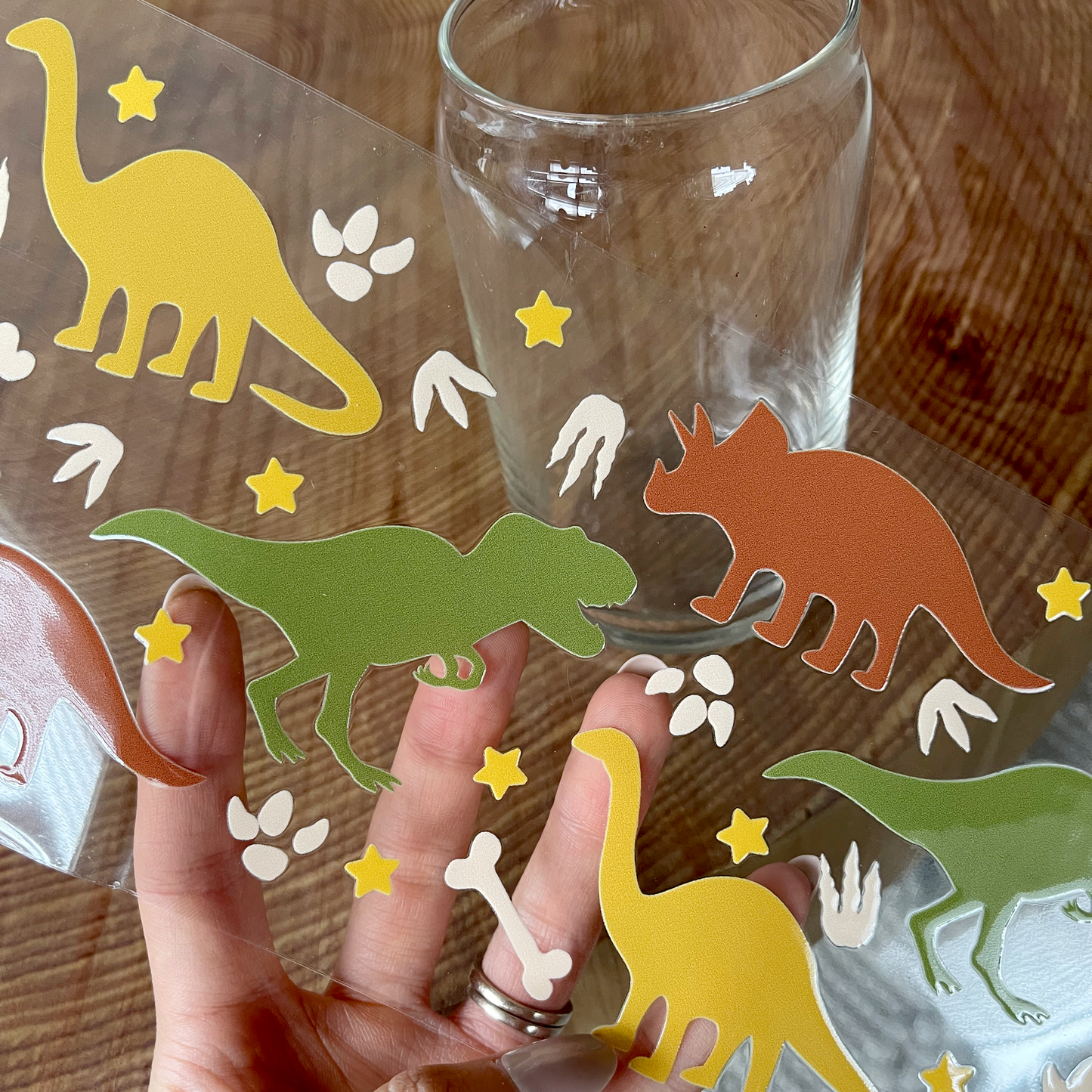 16oz Cup UV DTF Decal | Boho Dinosaur