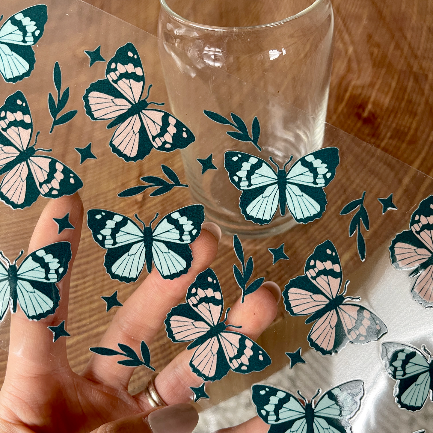 16oz Cup UV DTF Decal | Black Butterfly