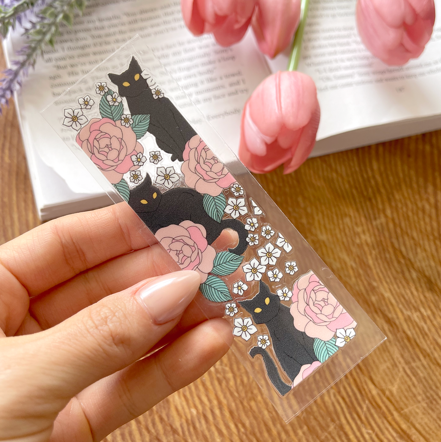 Pen UV DTF Wrap | Black Cat & Roses