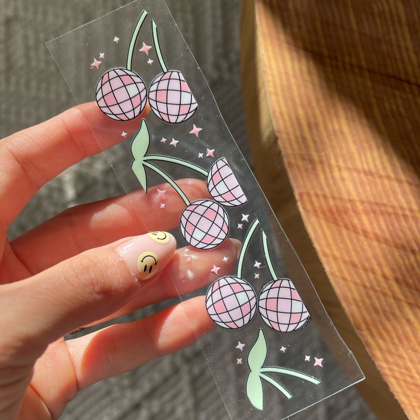 Bookmark UV DTF Decal | Disco Ball Cherry