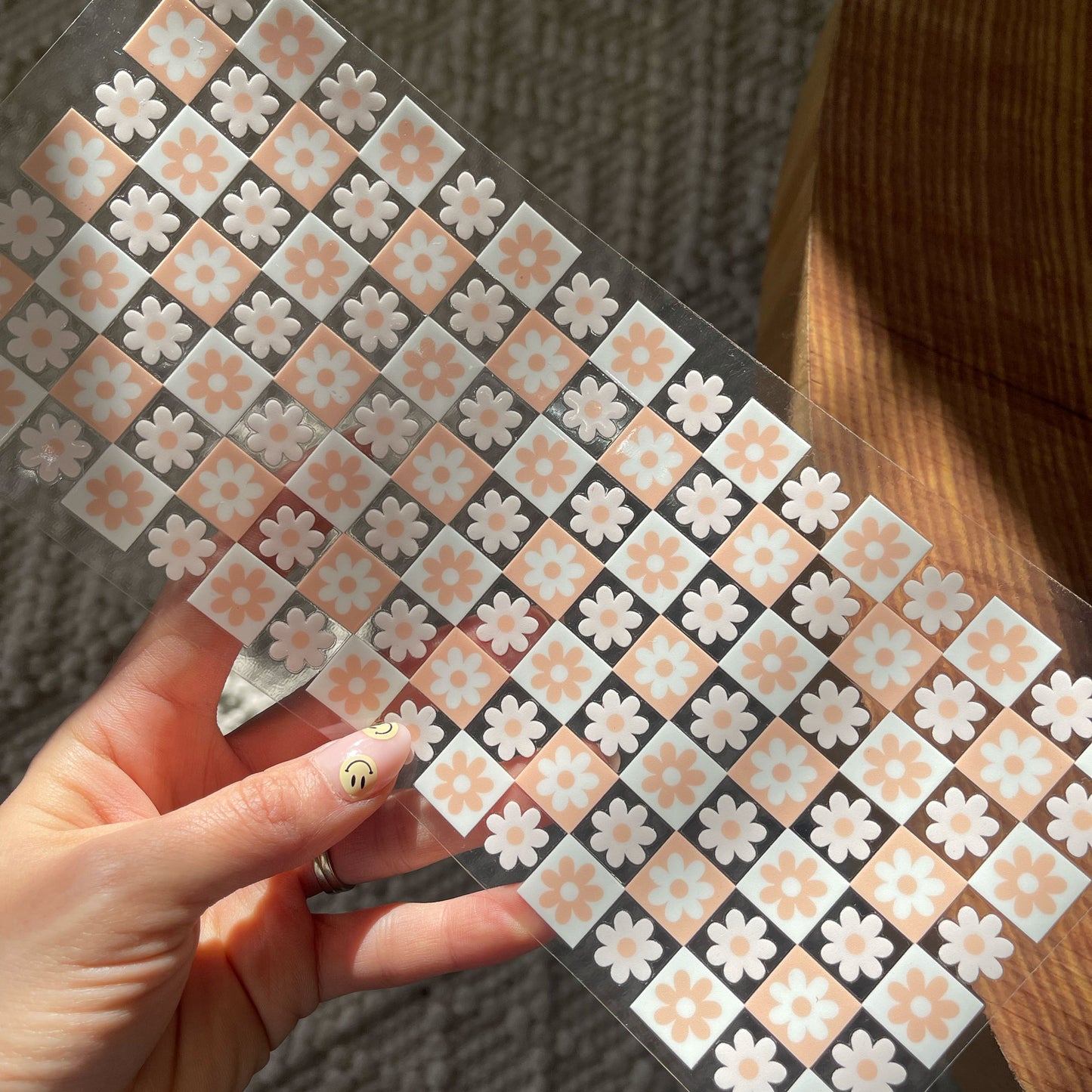 16oz Cup UV DTF Decal | Checkered Flower