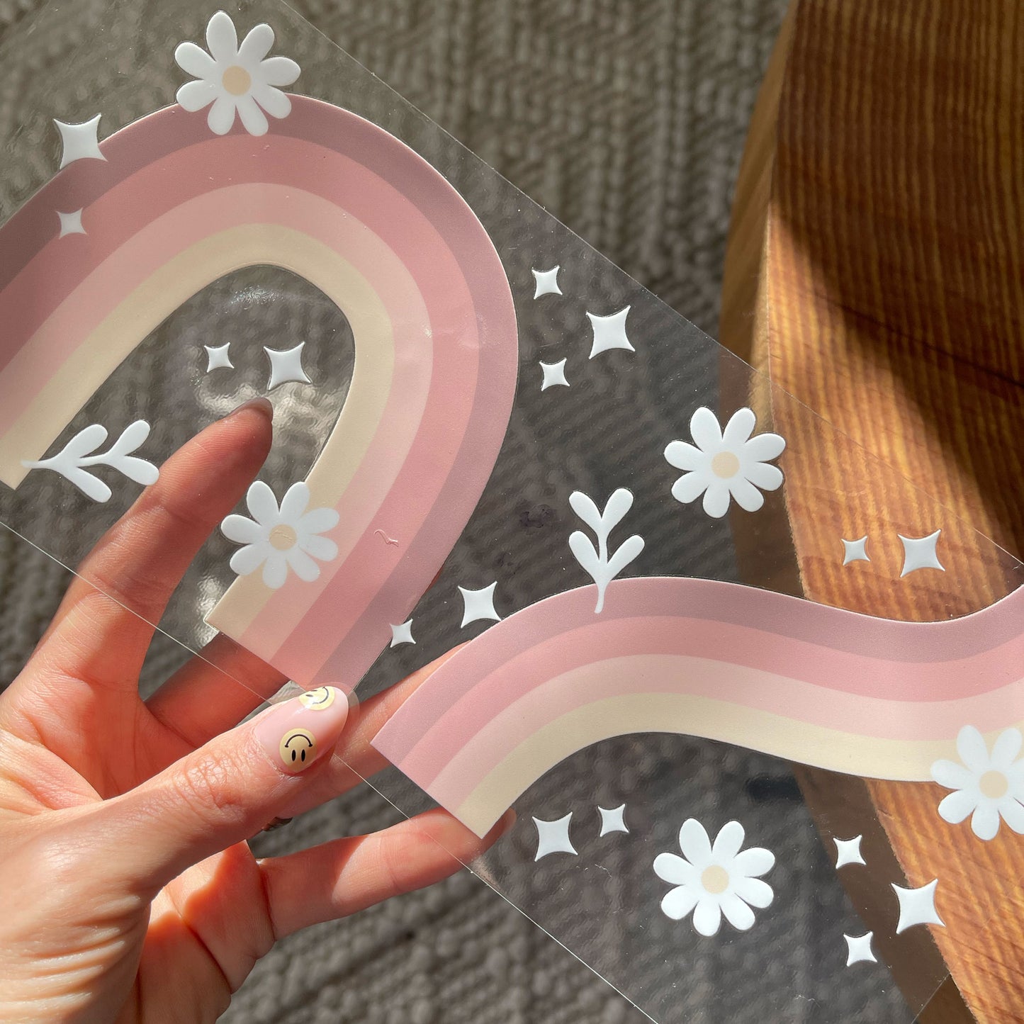 16oz Cup UV DTF Decal | Boho Daisy Rainbow