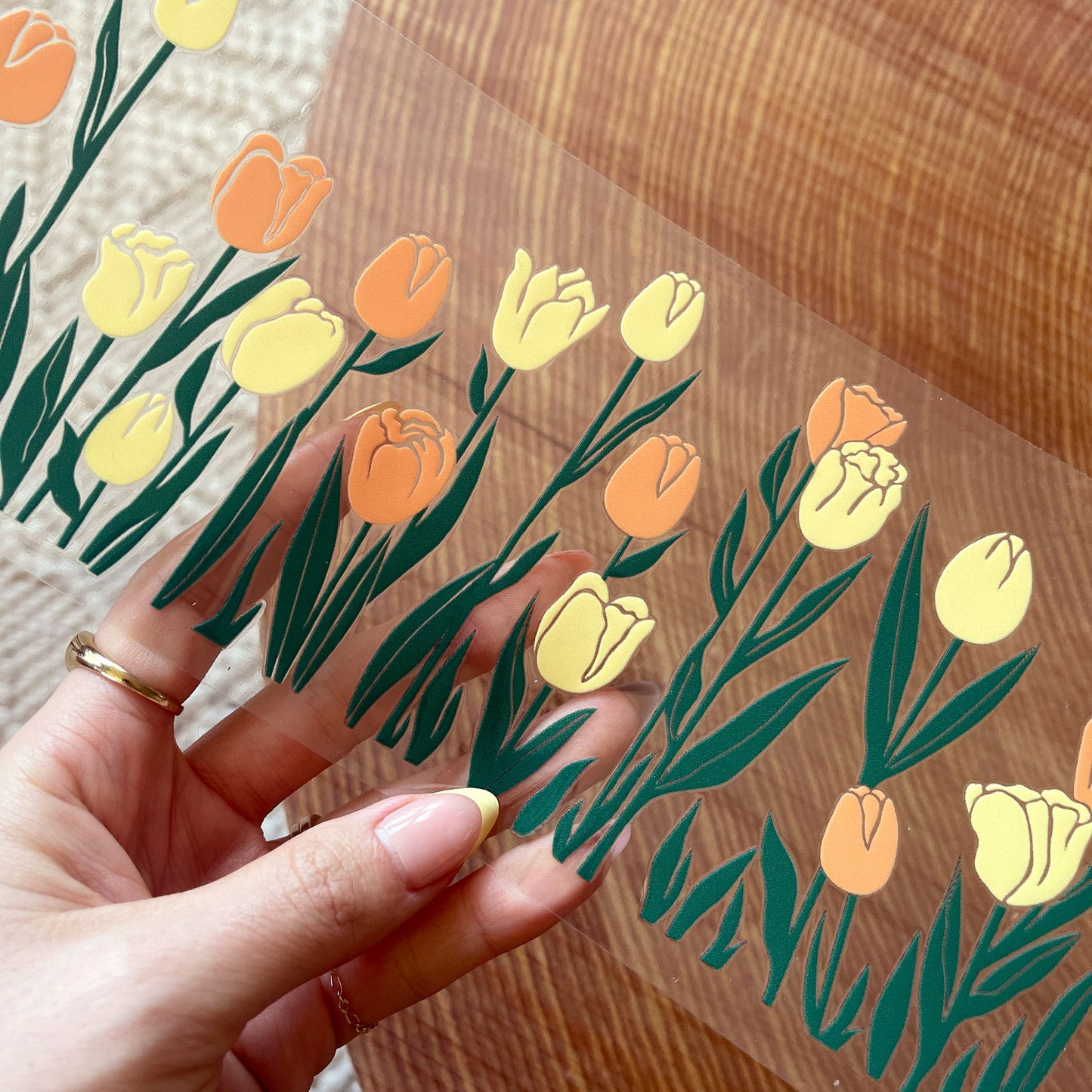 16oz Cup UV DTF Decal | Happy Tulip