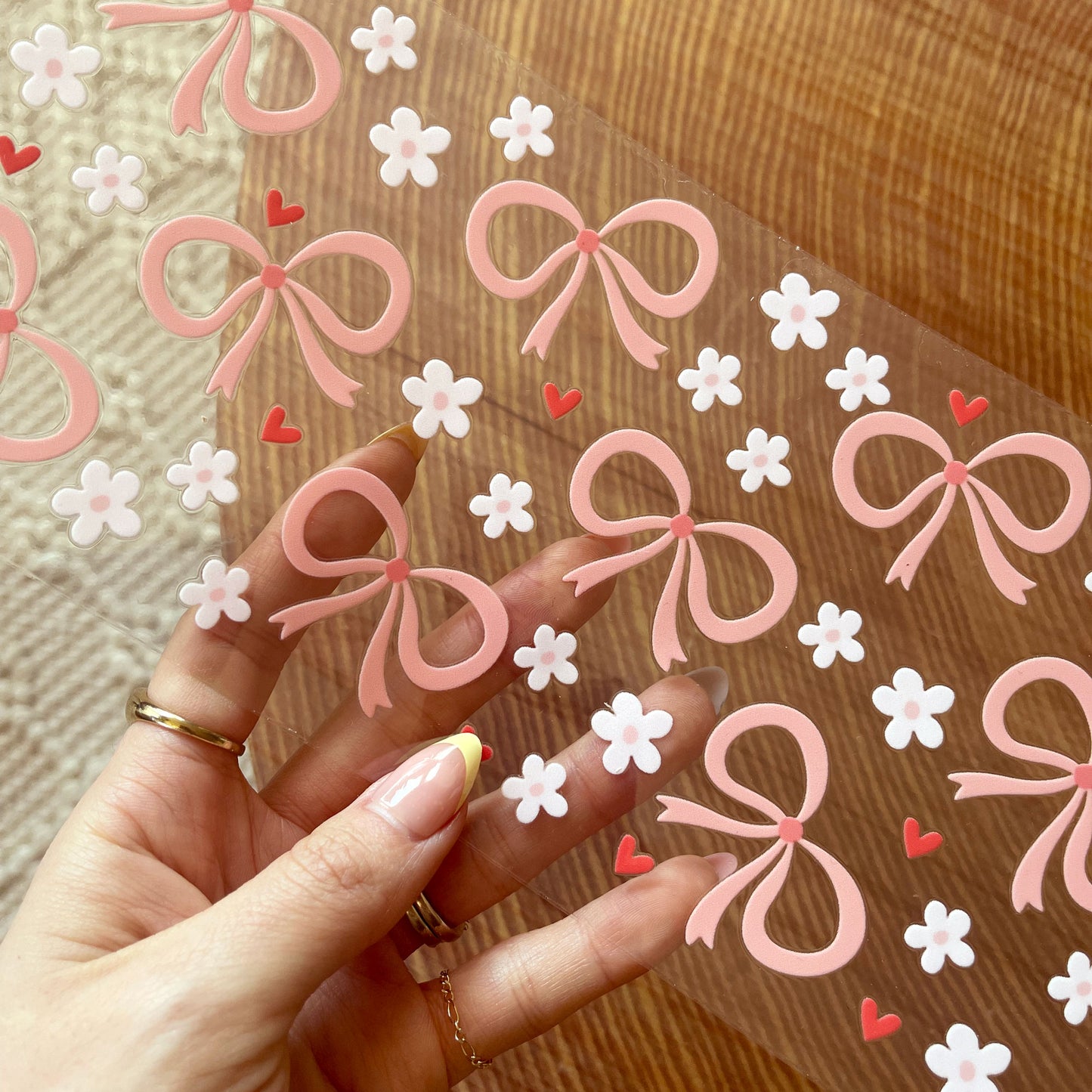 16oz Cup UV DTF Decal | Floral Bow