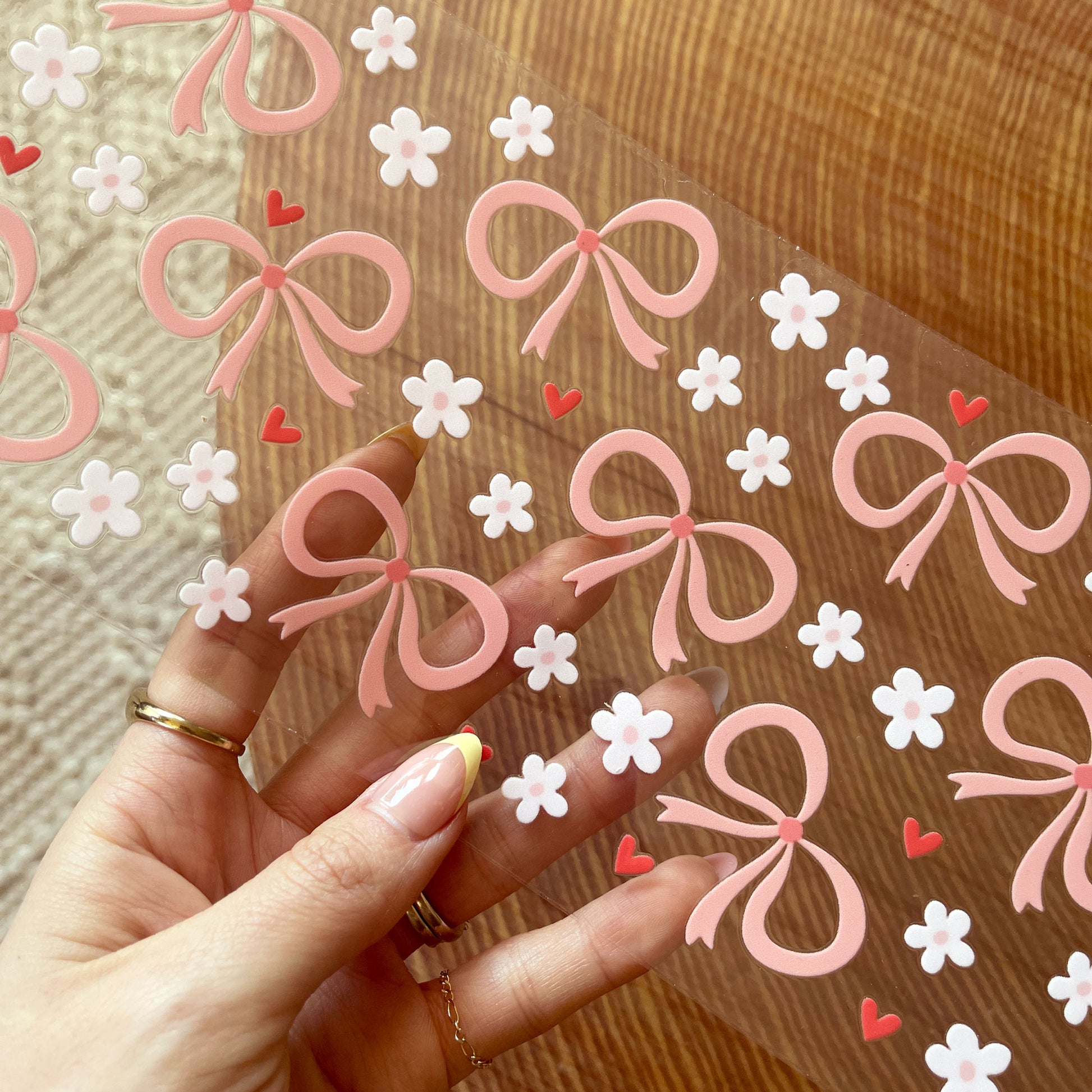 16oz Cup UV DTF Decal | Floral Bow