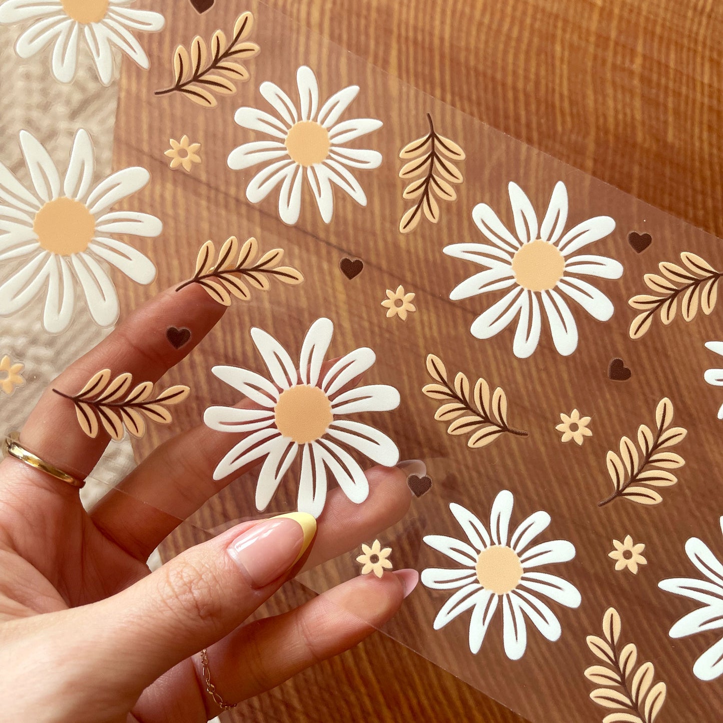 16oz Cup UV DTF Decal | Daisy Paradise