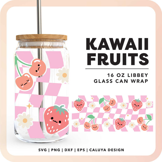 16oz Libbey Can Cup Wrap SVG | Kawaii Fruits SVG
