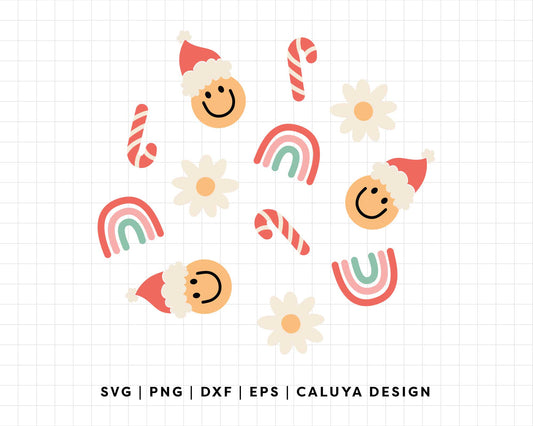 FREE Happy Face Santa SVG | Retro Christmas SVG