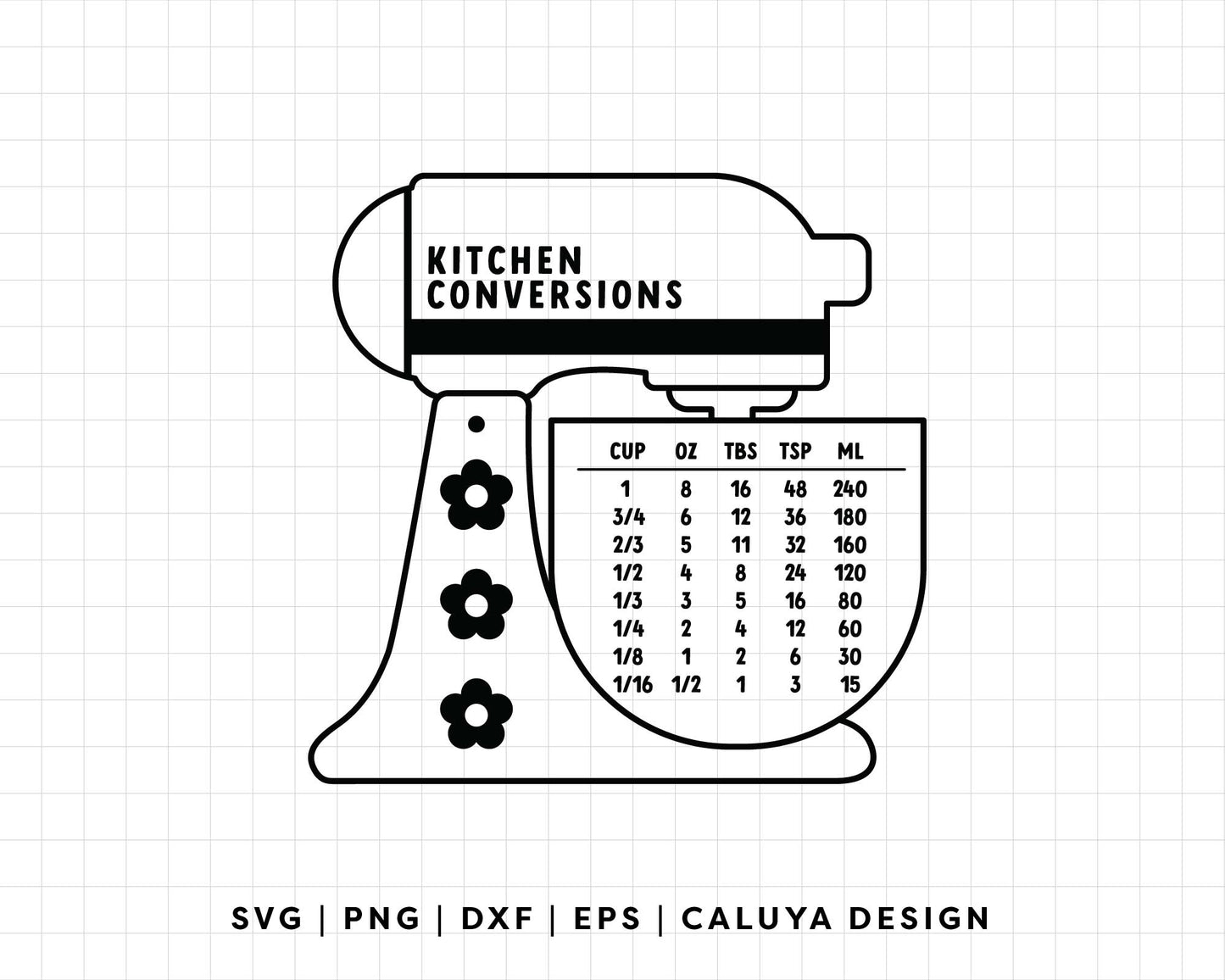 FREE Kitchen Conversions SVG | Kitchen Mixer Outline SVG