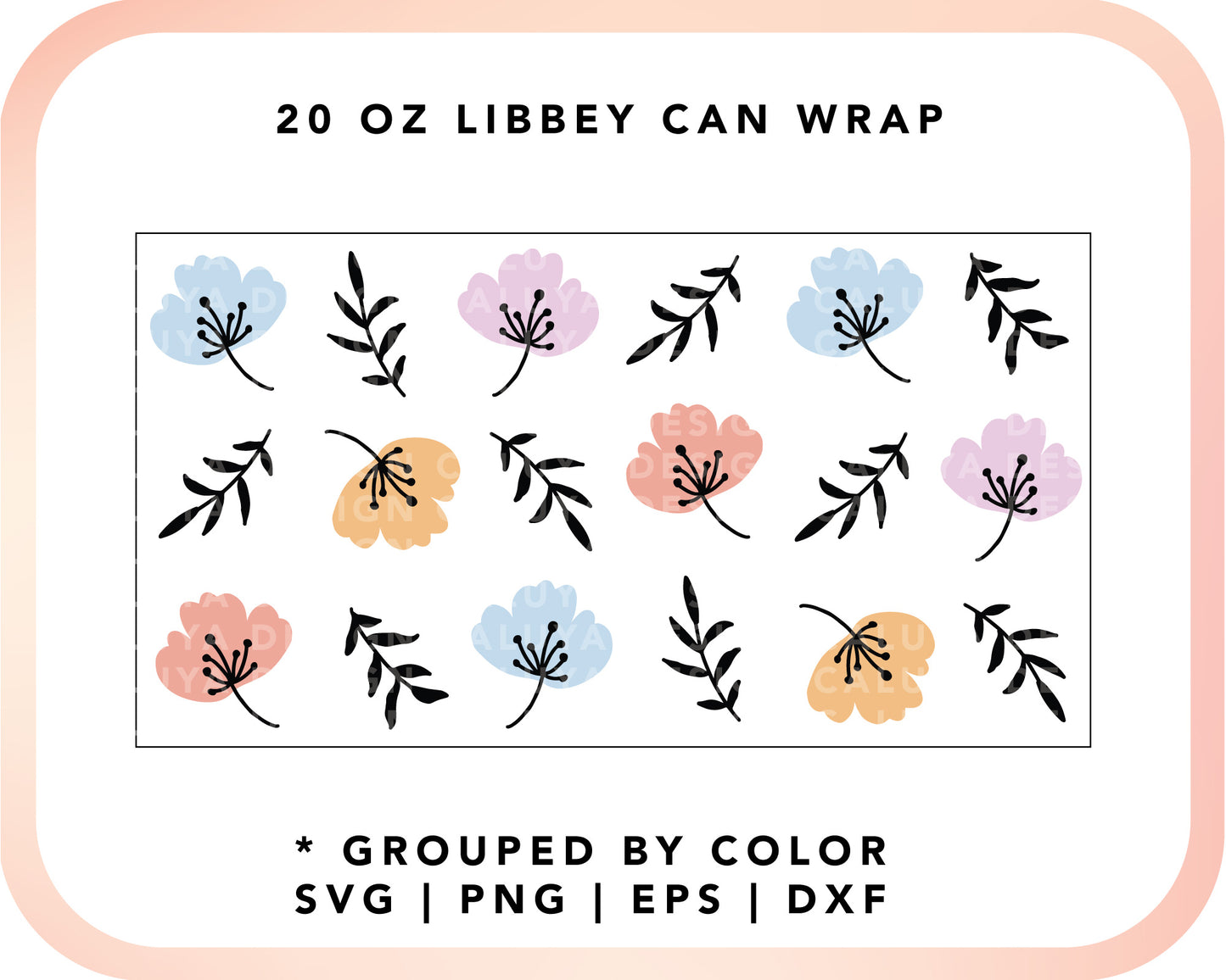 20oz Libbey Can Cup Wrap | Botanical Flower