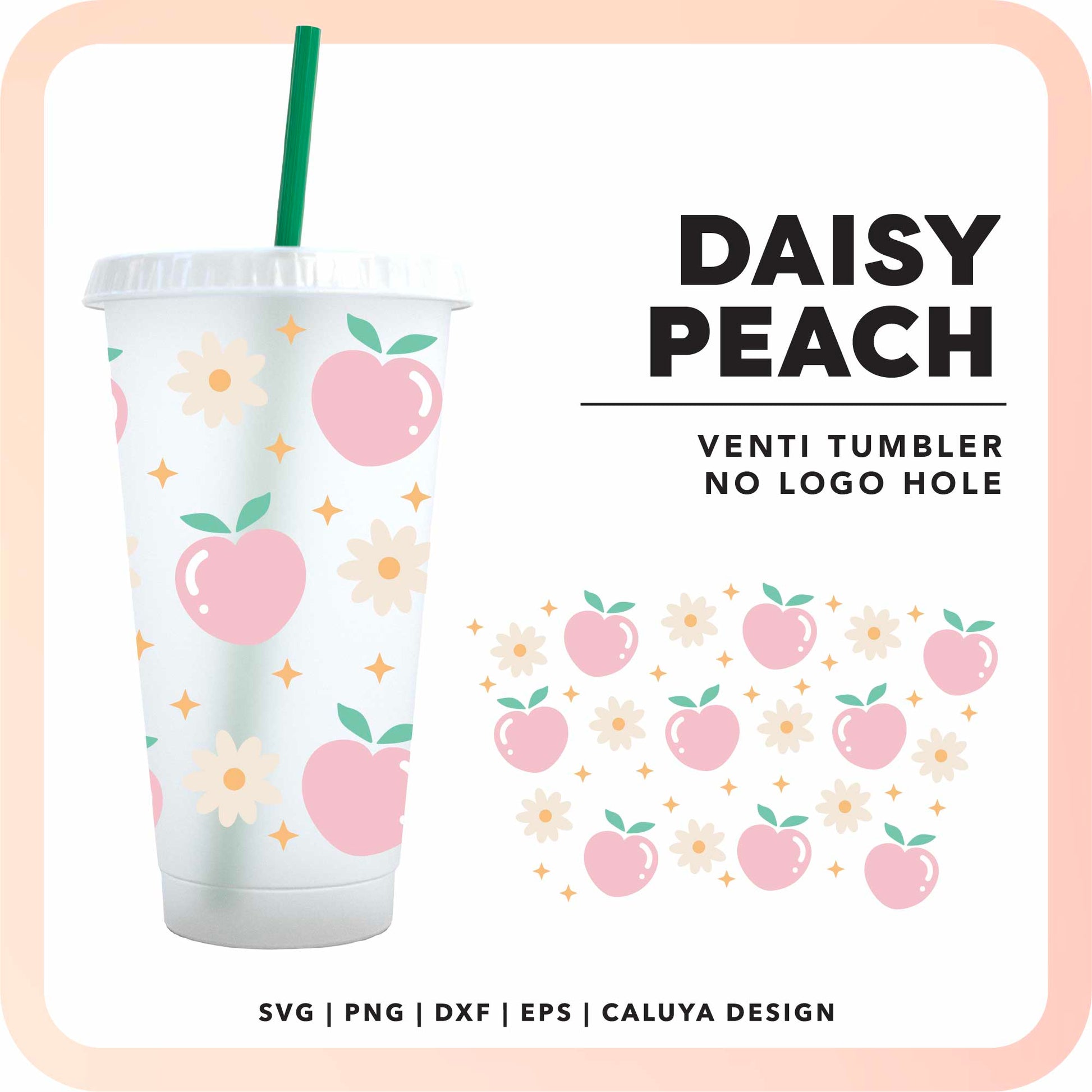 No Logo Venti Cup Wrap SVG | Floral Peach SVG