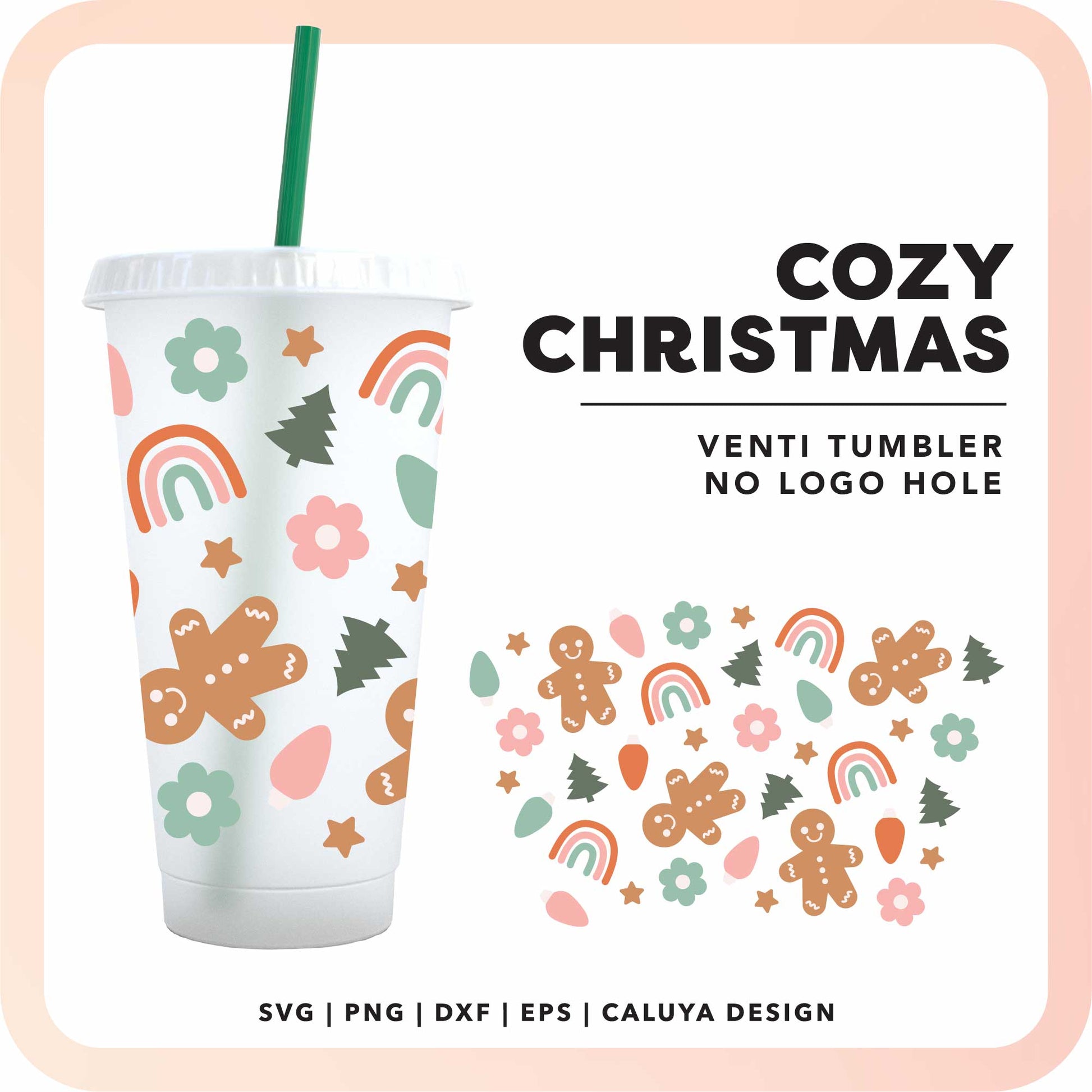 No Logo Venti Cup Wrap SVG | Cozy Rainbow Christmas SVG