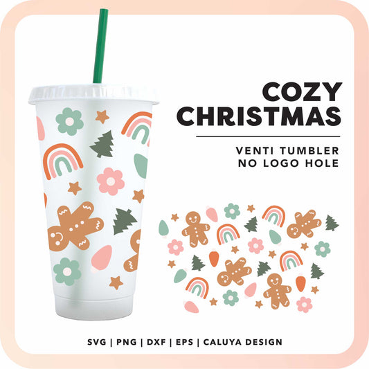No Logo Venti Cup Wrap SVG | Cozy Rainbow Christmas SVG