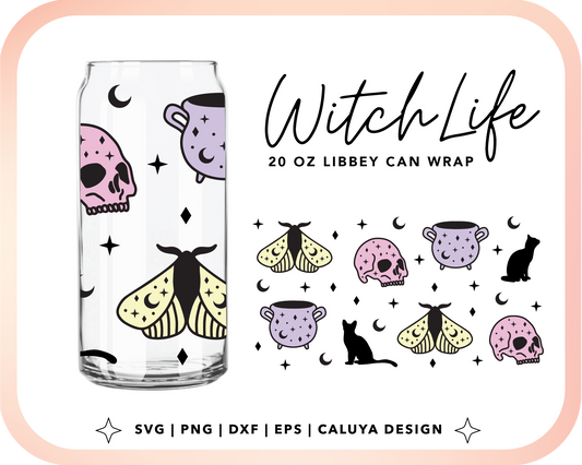 20oz Libbey Can Cup Wrap | Mystic Halloween Cut File for Cricut, Cameo Silhouette | Free SVG Cut File