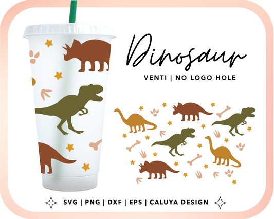 No Logo Venti Cup Wrap SVG | Dinosaur Wraps Cut File for Cricut, Cameo Silhouette | Free SVG Cut File