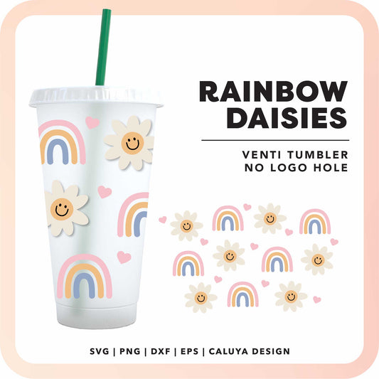 No Logo Venti Cup Wrap SVG | Pastel Daisies SVG