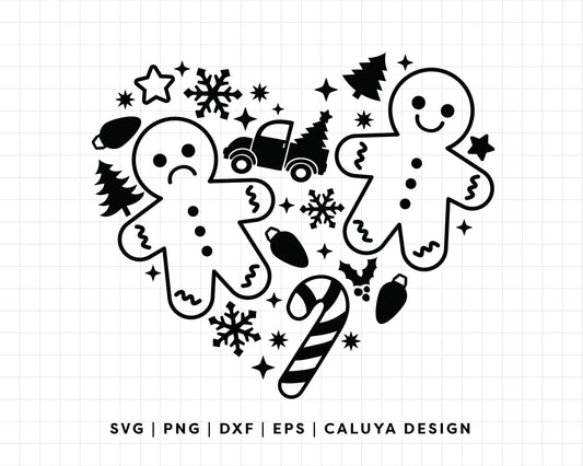 FREE Heart Christmas SVG | Gingerbread Man SVG