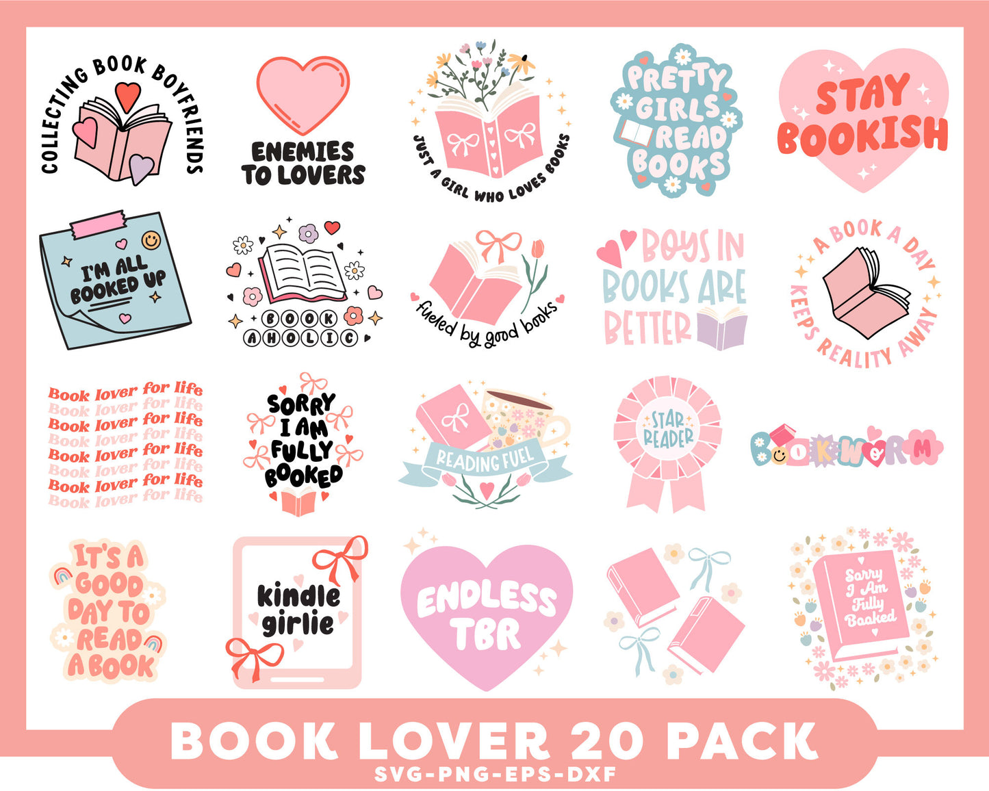 Book Lovers SVG Bundle | 20 Pack