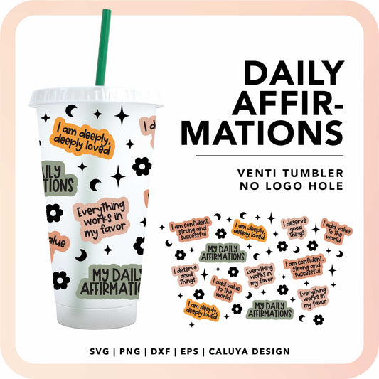 No Logo Venti Cup Wrap SVG | Affirmation Quotes Wrap SVG