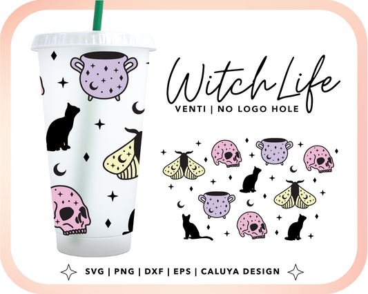 No Logo Venti Cup Wrap SVG | Mystic Halloween Cut File for Cricut, Cameo Silhouette | Free SVG Cut File