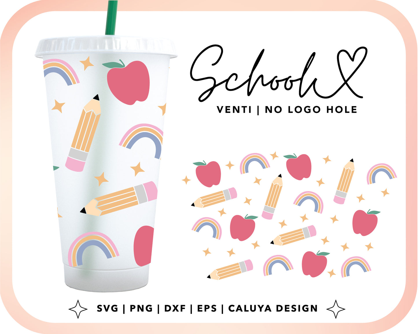No Logo Venti Cup Wrap SVG | Cute School Cut File for Cricut, Cameo Silhouette | Free SVG Cut File