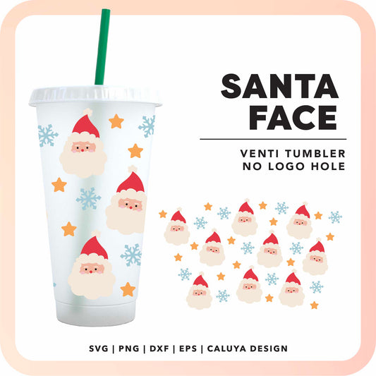 No Logo Venti Cup Wrap SVG |  Classic Santa Face SVG