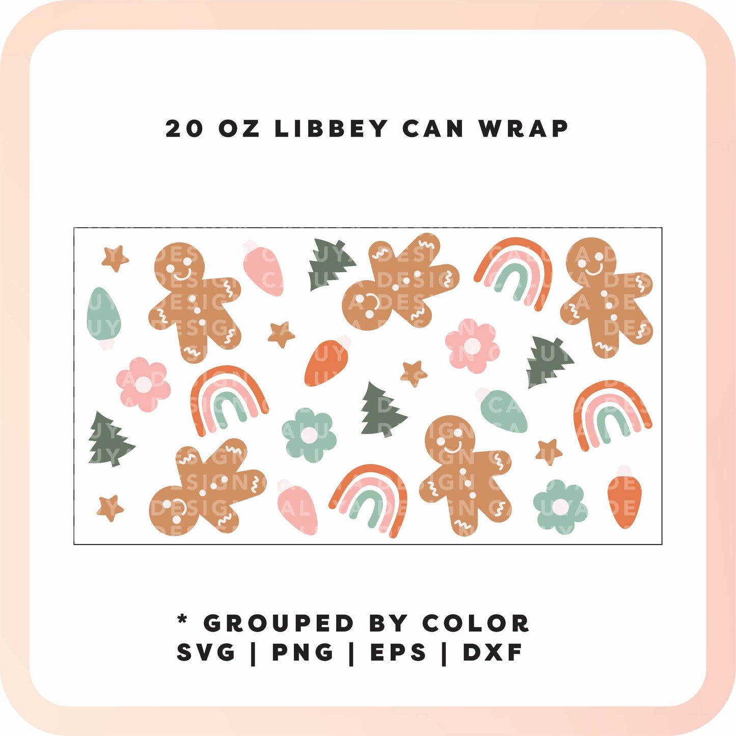 20oz Libbey Can Cup Wrap | Cozy Rainbow Christmas SVG